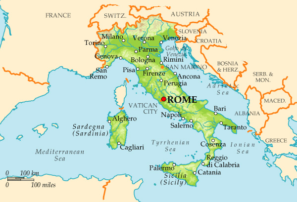 размер и состав территории италии
